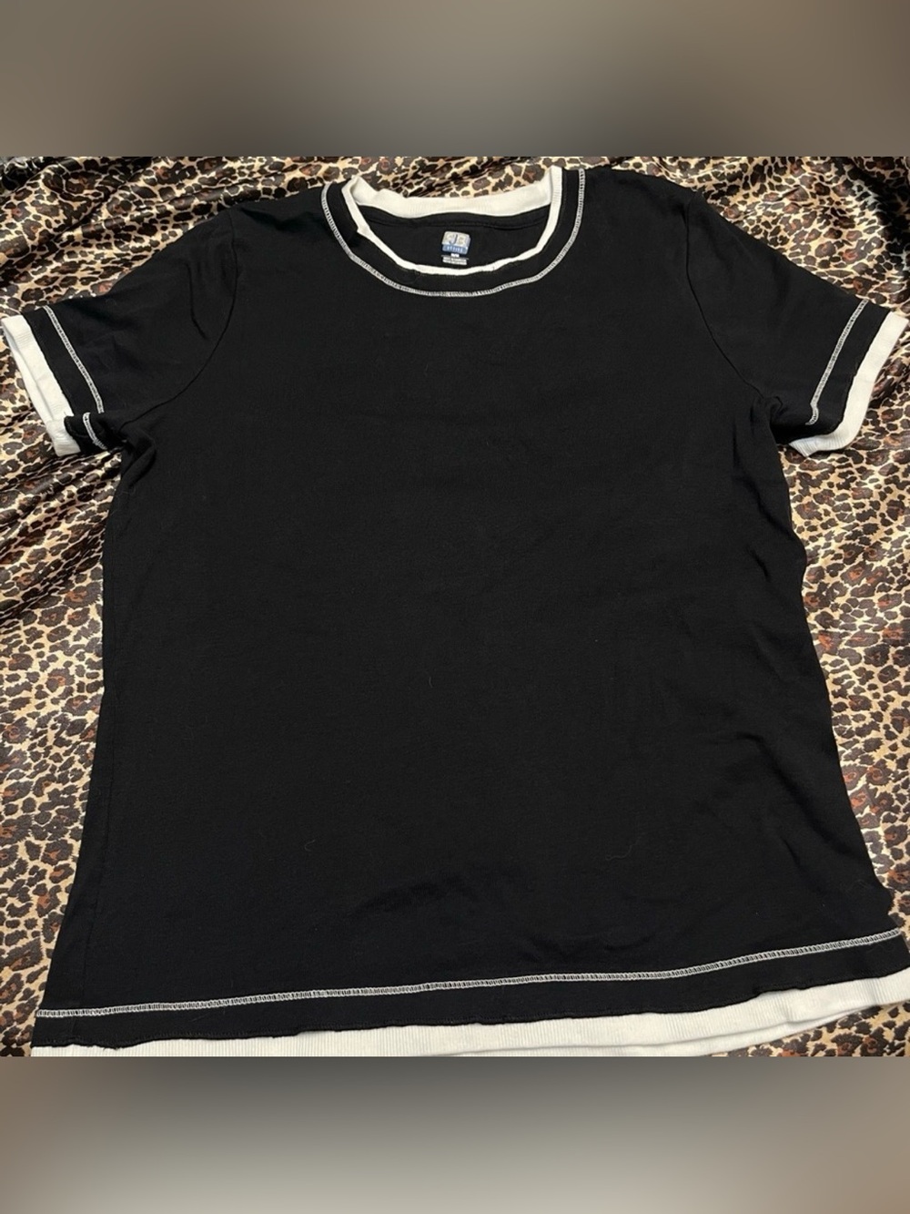 Y2k Sporty Sjb Active Layered Trim Short Sleeve Tee